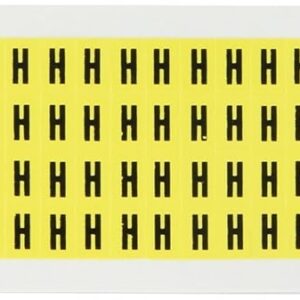 Brady 3400-h, 34 Número de serie tarjeta de carta de y, 3/8" de altura x 1/4" de ancho, negro sobre amarillo, Legend "H" (144 por tarjeta)