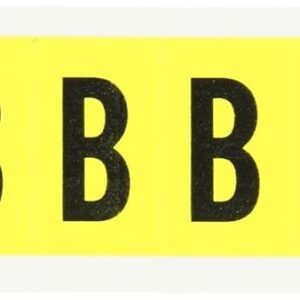 Brady 3430-B 1-1/2 pulgadas de alto, 7/8 pulgadas de ancho, B-498 paño de vinilo recolocable, negro sobre amarillo 34 serie etiqueta de letras interiores, leyenda "B" (10 etiquetas por tarjeta)