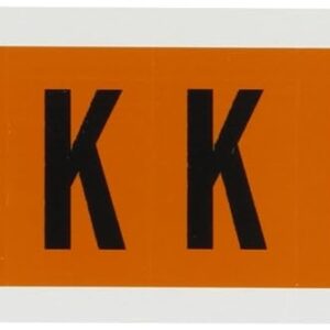 Brady 6560-K, números y letras para exteriores, 1 1/2 pulgadas de alto x 7/8 pulgadas de ancho, negro sobre naranja, leyenda "K" (1 por pedido)