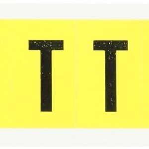Brady 3430-T 1-1/2" Height, 7/8" Width, B-498 Repositionable Coated Vinyl Cloth, Black On Yellow Color 34 Series Indoor Letter Label, Legend"T" (10 Labels Per Card)