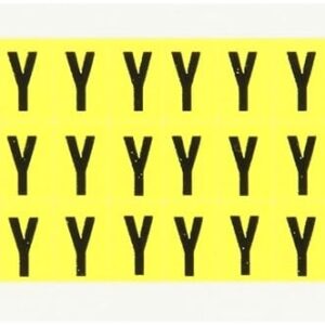 Brady 3410-Y 1/2" Height, 11/32" Width, B-498 Repositionable Vinyl Cloth, Black On Yellow Color 34 Series Indoor Letter Label, Legend"Y" (78 Labels Per Card)