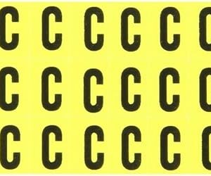 Brady 3410-C 1/2" Height, 11/32" Width, B-498 Repositionable Vinyl Cloth, Black On Yellow Color 34 Series Indoor Letter Label, Legend"C" (78 Labels Per Card)
