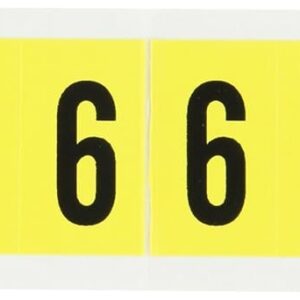 Brady 3430-6 1-1/2" Height, 7/8" Width, B-498 Repositionable Coated Vinyl Cloth, Black On Yellow Color 34 Series Indoor Number Label, Legend"6" (10 Labels Per Card)