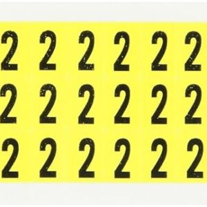 Brady 3410-2 1/2" Height, 11/32" Width, B-498 Repositionable Vinyl Cloth, Black On Yellow Color 34 Series Indoor Number Label, Legend"2" (78 Labels Per Card)