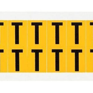 Brady 1520-t, 15 Número de serie y tarjeta de carta, 3/4" altura x 9/16" de ancho, negro sobre amarillo, Legend "T" (32 por tarjeta)