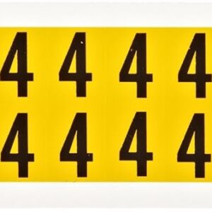 Brady 1520 – 4, 15 Número de serie y tarjeta de carta, 3/4" altura x 9/16" de ancho, negro sobre amarillo, Legend "4" (32 por tarjeta)