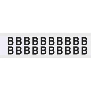 Brady 9712-B 97 Series 3/4 pulgadas de altura, 21/32 pulgadas de ancho, B-946 vinilo de alto rendimiento, color negro sobre blanco para interior o exterior, leyenda "B" (20 etiquetas por tarjeta)