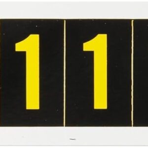 Brady 7890-1, números y letras para exteriores, 1 1/2 pulgadas de alto x 7/8 pulgadas de ancho, amarillo sobre negro, leyenda "1" (1 por pedido)