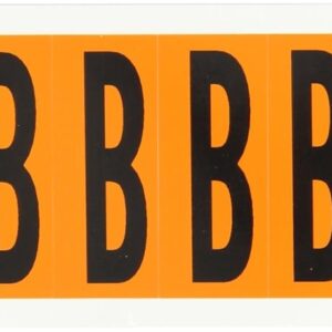Brady Vinilo sensible a la presión 6570-B (B-946), 1 15/16" Negro sobre naranja números de utilidad y letras, leyenda "B" (1 por pedido)