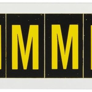 Brady 7890-m, al aire última intervensión números y letras, 1 1/5.1 cm altura x 7/20.3 cm ancho, amarillo sobre negro, Legend "M" (1 por pedido)