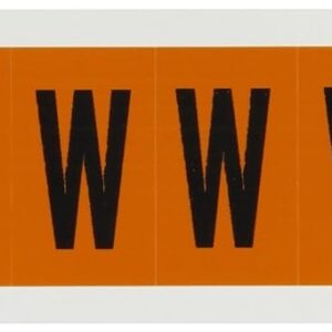 Brady 6560-w, al aire última intervensión números y letras, 1 1/5.1 cm altura x 7/20.3 cm ancho, negro sobre naranja, Legend "W" (1 por pedido)