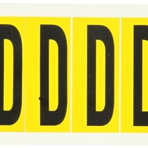Brady 1534-D 2-1/4" Height, 7/8" Width, B-946 High Performance Vinyl, Black On Yellow Color 15 Series Indoor Or Outdoor Letter Label, Legend"D" (10 Labels Per Card)