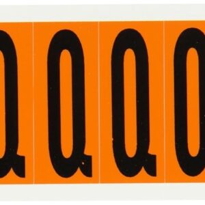 Brady 6570-Q vinilo sensible a la presión (B-946), 1 15/16 pulgadas negro sobre naranja números y letras, leyenda"Q" (1 tarjeta)