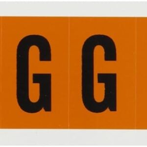 Brady 6560-g, al aire última intervensión números y letras, 1 1/5.1 cm altura x 7/20.3 cm ancho, negro sobre naranja, Legend "G" (1 por pedido)