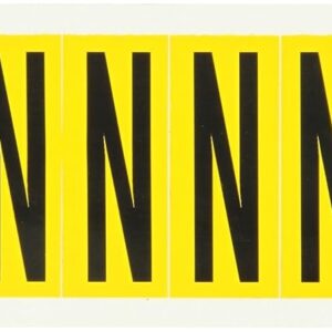Brady 1534-N 2-1/4" Height, 7/8" Width, B-946 High Performance Vinyl, Black On Yellow Color 15 Series Indoor Or Outdoor Letter Label, Legend"N" (10 Labels Per Card)