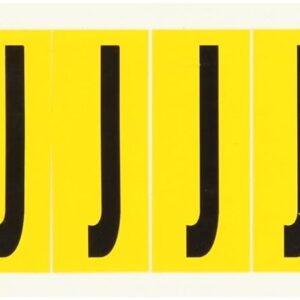 Brady 1534-J 2-1/4" Height, 7/8" Width, B-946 High Performance Vinyl, Black On Yellow Color 15 Series Indoor Or Outdoor Letter Label, Legend"J" (10 Labels Per Card)