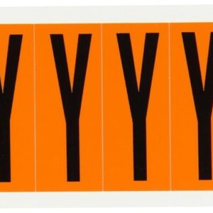Brady 6570-Y vinilo sensible a la presión (B-946), 1 15/16 pulgadas negro sobre naranja números y letras, leyenda "Y" (1 tarjeta)