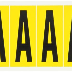 Brady 3450-A 3-1/2" Height, 1-1/2" Width, B-498 Repositionable Coated Vinyl Cloth, Black On Yellow Color 34 Series Indoor Letter Label, Legend "A" (6 Labels Per Card)
