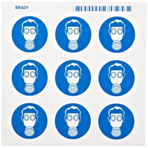 Brady 58547 sensible a la presión vinilo right-to-know pictograma etiquetas, azul sobre blanco, 1 1/5.1 cm altura x 1 1/2" ancho, pictograma "vapor respirador" (9 tarjetas de tarjeta de Por, 1 por paquete)