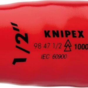 KNIPEX Tools - Enchufe hexagonal, 1/2 pulgadas, unidad de 1/2 pulgadas, 1000 V aislada (98 47 1/2 pulgadas)