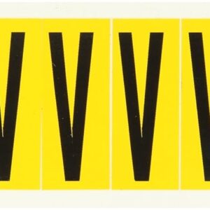 Brady 1534-V 2-1/4" Height, 7/8" Width, B-946 High Performance Vinyl, Black On Yellow Color 15 Series Indoor Or Outdoor Letter Label, Legend"V" (10 Labels Per Card)