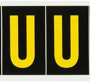 Brady 7897-U Pressure Sensitive Vinyl (B-946), 1 15/16" Yellow on Black Utility Numbers & Letters, Legend "U" (1 per Order)