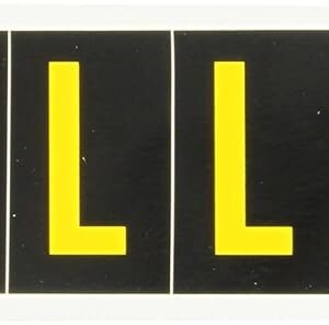 Brady 7897-L Pressure Sensitive Vinyl (B-946), 1 15/16" Yellow on Black Utility Numbers & Letters, Legend "L" (1 per Order)