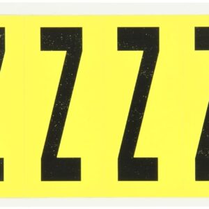 Brady 3450-Z 3-1/2" Height, 1-1/2" Width, B-498 Repositionable Coated Vinyl Cloth, Black On Yellow Color 34 Series Indoor Letter Label, Legend "Z" (6 Lables Per Card)