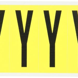 Brady 3450-Y 3-1/2" Height, 1-1/2" Width, B-498 Repositionable Coated Vinyl Cloth, Black On Yellow Color 34 Series Indoor Letter Label, Legend "Y" (6 Lables Per Card)