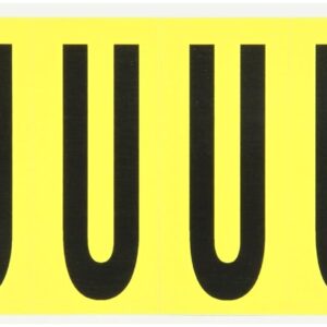 Brady 3450-U 3-1/2" Height, 1-1/2" Width, B-498 Repositionable Coated Vinyl Cloth, Black On Yellow Color 34 Series Indoor Letter Label, Legend "U" (6 Lables Per Card)