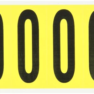Brady 3450-O 3-1/2" Height, 1-1/2" Width, B-498 Repositionable Coated Vinyl Cloth, Black On Yellow Color 34 Series Indoor Letter Label, Legend "O" (6 Lables Per Card)