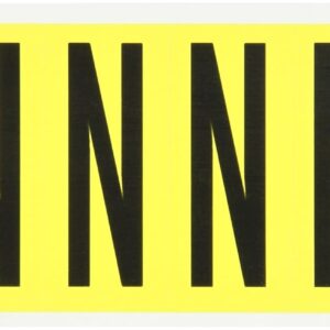 Brady 3450-N 3-1/2" Height, 1-1/2" Width, B-498 Repositionable Coated Vinyl Cloth, Black On Yellow Color 34 Series Indoor Letter Label, Legend "N" (6 Lables Per Card)