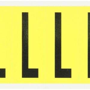Brady 3450-L 3-1/2" Height, 1-1/2" Width, B-498 Repositionable Coated Vinyl Cloth, Black On Yellow Color 34 Series Indoor Letter Label, Legend "L" (6 Lables Per Card)