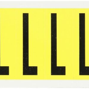Brady 3440-L 2-1/4" Height, 7/8" Width, B-498 Repositionable Coated Vinyl Cloth, Black On Yellow Color 34 Series Indoor Letter Label, Legend "L" (10 Labels Per Card)