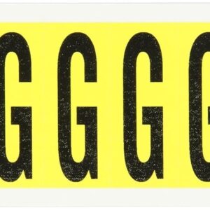 Brady 3440-G 2-1/4" Height, 7/8" Width, B-498 Repositionable Coated Vinyl Cloth, Black On Yellow Color 34 Series Indoor Letter Label, Legend "G" (10 Labels Per Card)
