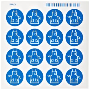 Brady 58536 Etiquetas de pictograma de vinilo sensible a la presión, color azul sobre blanco, 3,81 cm de altura x 3,81 cm de ancho, pictograma "Delant" (16 por tarjeta, 1 tarjeta por paquete)