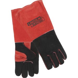 Lincoln Electric KH643 Guantes de soldadura de piel, talla única, color rojo