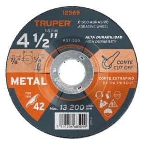 Truper ABT-556, Disco para corte de metal, tipo 42, diámetro 4-1/2", 1 pieza