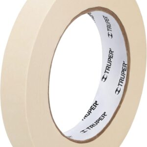 Truper MSK-1/2, Cinta masking tape, 1/2" x 50 m, adhesivo de hule