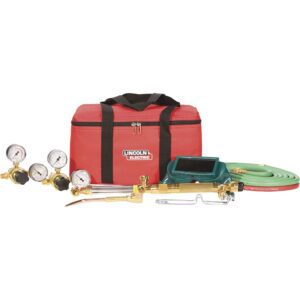 Lincoln KH995 - Kit de soldadura de corte eléctrico, juego completo de herramientas y equipos para cortar, soldadura, cortes de 1 pulgada y soldadura de 1/16 pulgadas, funciona con CGA 510 + 540 cilindros, bolsa de almacenamiento incluida