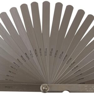 Mitutoyo 184-303S, medidor de grosor/medidor de sensor, 0.05 mm a 1 mm, 28 hojas, rectas, hojas largas de 150 mm