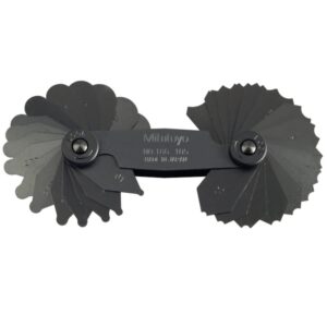 Mitutoyo 186-105, juego de calibradores de radio, 17 pares de hojas, 1 mm a 3 mm por 0,25 mm, 3,5 mm a 7 mm por 0,5 mm