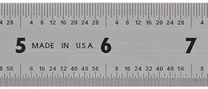 Mitutoyo 182-125, regla de acero, 300 mm (1/32, 1/64 pulgadas, 1 mm, 0.5 mm), 3/64 pulgadas de grosor x 1 pulgada de ancho, acabado chapado en cromo satinado de acero inoxidable templado