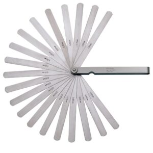 Mitutoyo 184-304S, medidor de espesor/medidor de sensor, 0.05 mm a 1 mm, 20 hojas, rectas, hojas largas de 150 mm