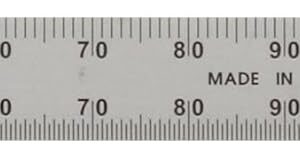 Mitutoyo 182-206, regla de acero, 6 pulgadas/150 mm, 1/50 pulgadas, 1/100 pulgadas, 1 mm, 1/2 mm, 1/64 pulgadas de grosor x 1/2 pulgadas de ancho, acabado chapado en cromo satinado, acero inoxidable templado