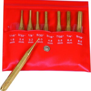 Mitutoyo 985-120, punzón, pasador de accionamiento, juego de 4 pulgadas, latón, 8 piezas