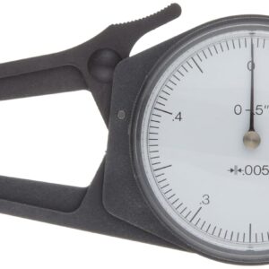 Mitutoyo 209 Series calibre de calibre, acero inoxidable, pulgada, mandíbula puntiaguda, para medidas exteriores, Dial, cara color blanco, Blanco, 0-0.80" Range, -0.0015" Accuracy, 0.0005" Resolution