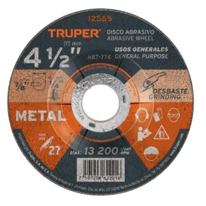 Truper ABT-774, Disco para desbaste de metal, tipo 27, diámetro 4-1/2", 1 pieza