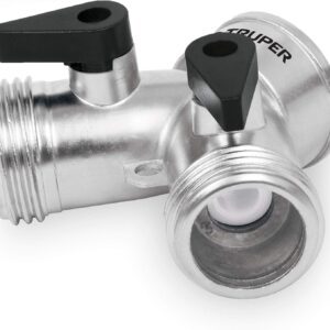 Truper AD-2, Conector "Y" metálico, válvula de cierre independiente, entrada 3/4"