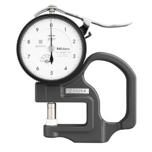 Mitutoyo 7326A - Medidor de espesor de esfera, rango de 0-0.03 pulgadas, precisión de ±0.2 pulgadas, graduación de 0.000 pulgadas, fuerza de medición de 1.4N o menos